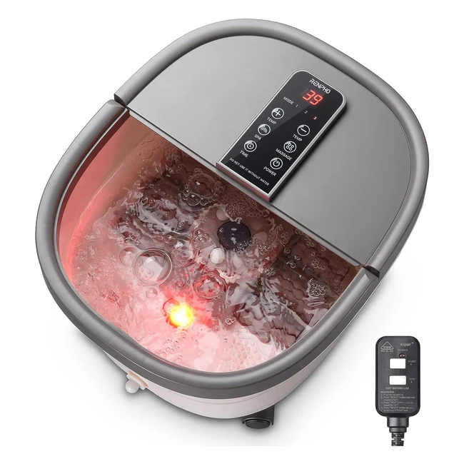 Renpho Bain de Pied Massant Chauffant - Massage Pieds Spa Bulles - Soulage le Stress - Minuterie - Extinction Automatique - Protection Contre les Fuites