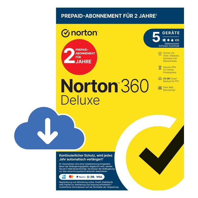Norton 360 Deluxe 2024  5 Gerte  2 Jahre Abonnement