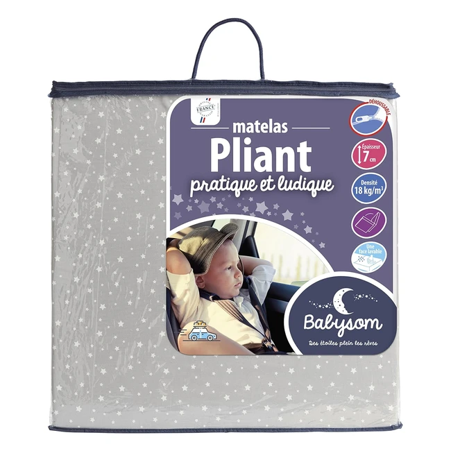 Matelas pliant de voyage pour bébé 60x120x7 cm - Imperméable et 100% coton - Fabrication française