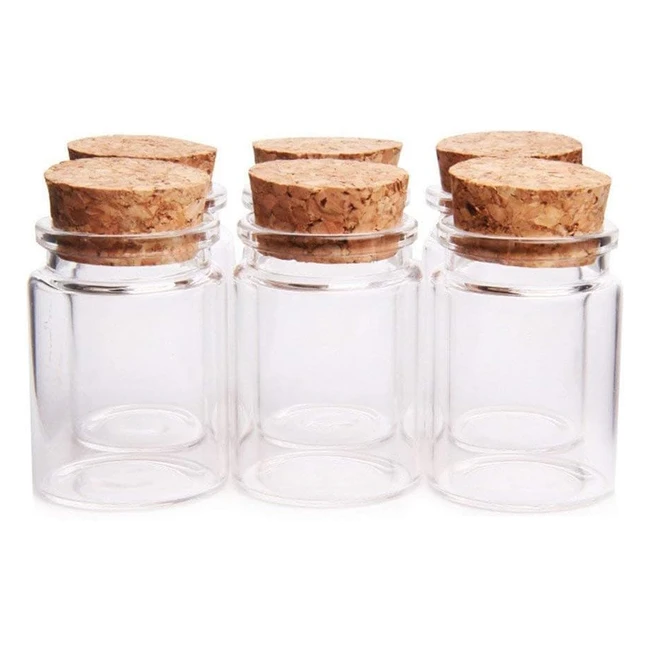 Danmu Art 6 Pcs 30ml Glass Jars with Cork Stoppers - Mini Glass Bottles for Storage