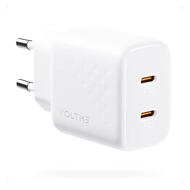 Chargeur USB C Double Voltme 20W - Charge Rapide PD30 PPS - Compatible avec iPhone, Galaxy Note, Xiaomi, Huawei, Pixel - Réf. 1413