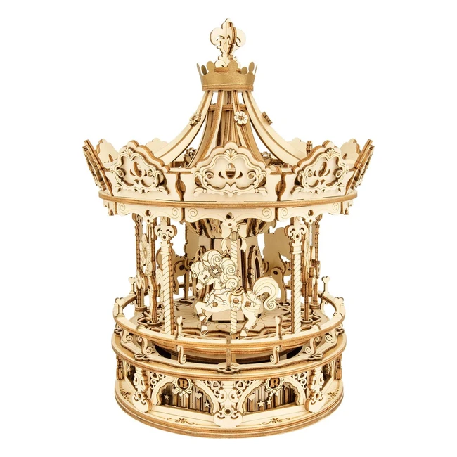 Puzzle 3D Rokr Carrusel - Modelo de madera para adultos - Ref. XYZ - Música y diversión