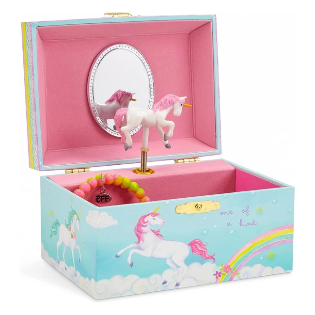 Jewelkeeper Musikalisches Schmuckkästchen mit Einhorn Spieluhr, Blau Regenbogen, Träumer Song