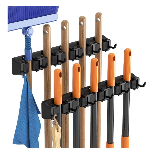 Support mural pour balais et serpillières LifeWit - Organisation des fournitures de nettoyage - Facile à installer - Lot de 2