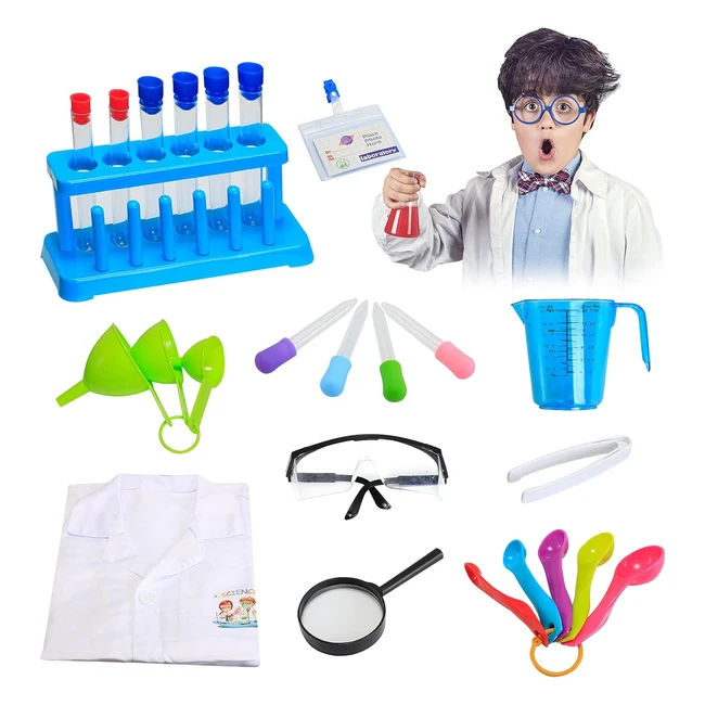 DEAO Science Lab Experiments Kit for Kids - Educational Science Kits - Role Play Laboratory - Goggles & Lab Coat - Toys & Gifts for Boys Girls