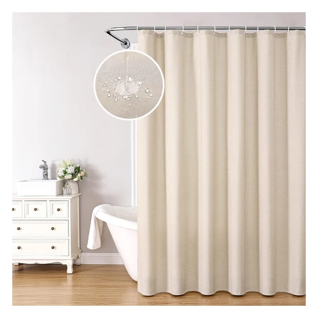 Krismile Shower Curtain - Waterproof, Anti-Mould, Linen Textured - 180x180cm