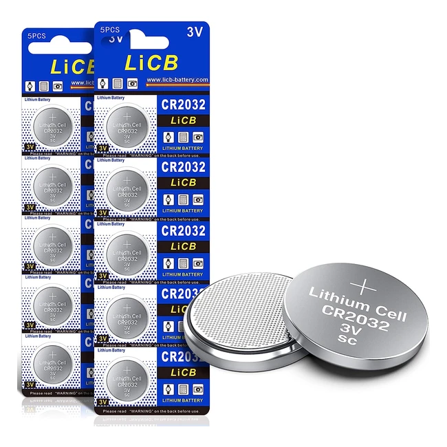 Licb CR2032 3V Lithium Knopfzellen Batterien - 10er Pack
