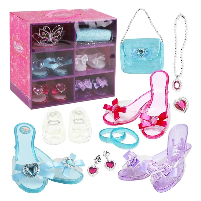 Boutique Bijoux Princesse - 4 Paires Chaussures Bracelets Collier Sac - Multi
