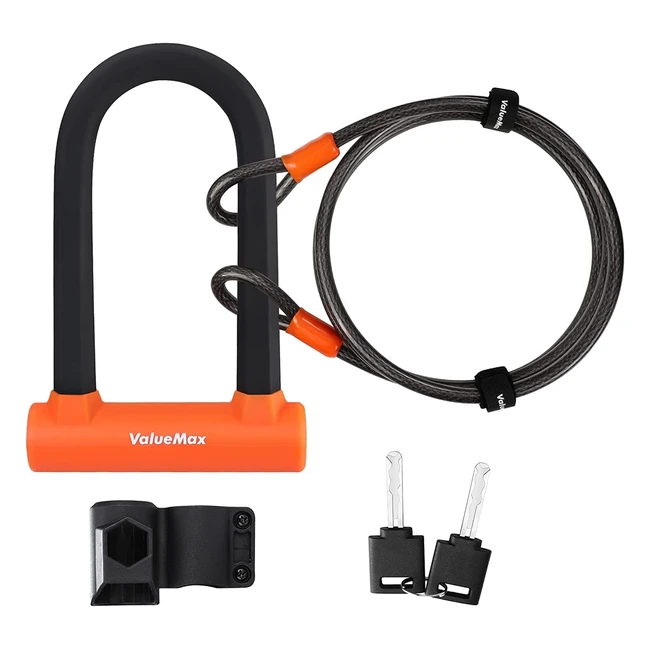 Antivol en U pour vélo ValueMax, noir, avec câble de 18m - Résistant aux outils criminels