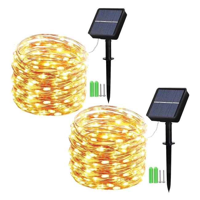 Geemoo Solar Fairy Lights Outdoor 15m 150 LED Solar Kupferdraht Lichterketten Wa