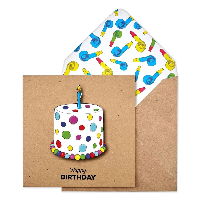 Carte d'anniversaire faite à la main TC242Premium avec gâteau Happy Birthday