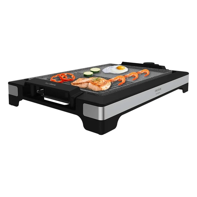 Cecotec Elektrische Grillplatte TastyGrill 2000 InoxStone 2000W - Designstruktur und Edelstahlfinish - Einstellbarer Temperaturregler - Antihaftbeschichtete Platte