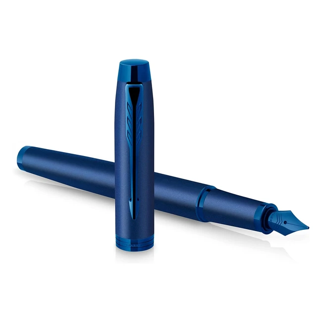 Parker IM Monochrome Fountain Pen - Blue Finish, Medium Nib, Blue Ink