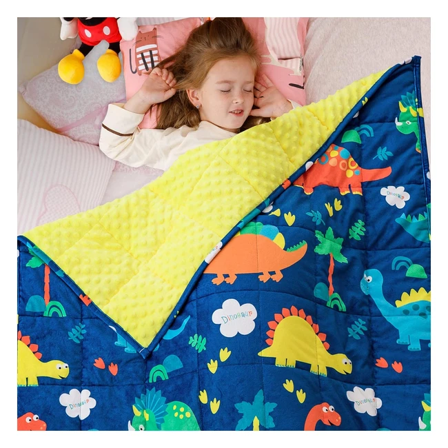 Sivio Toddler Weighted Blanket 14kg | Super Soft Cotton | Reversible Design | Calming Dots | Blue Dinosaur