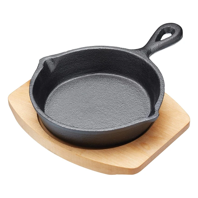 Sartén Pequeña de Hierro Fundido KitchenCraft, Medidas 20x15cm, Negrobeige 1L