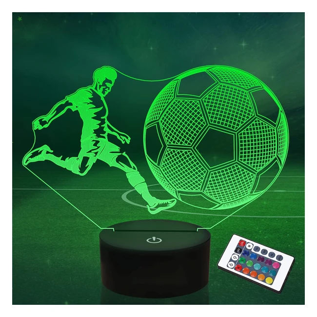 Football Gifts for Kids Boys 3D Illusion Lamp - Remote Control - 16 Color Changing - Timer - Bedroom Decor