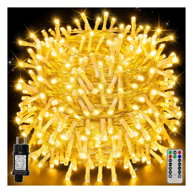 Ollny Lichterkette außen 80m 800LEDs Weihnachtsbeleuchtung 8 Modi