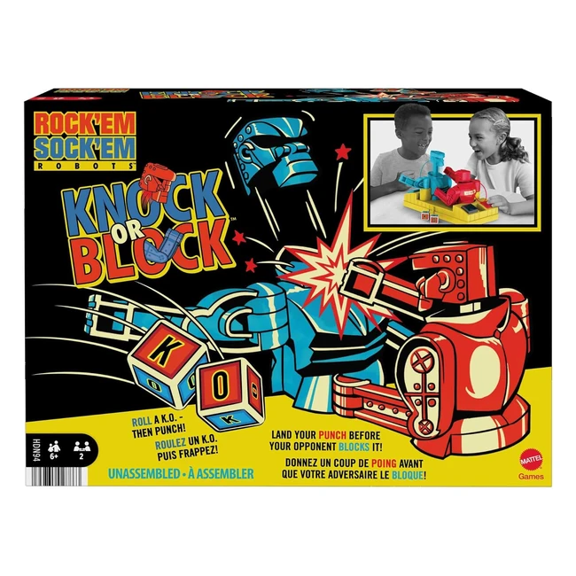 Jeu de société et d'action Rock 'em Sock 'em Robots - Combat de boxe entre robots - Jouet enfant dès 6 ans