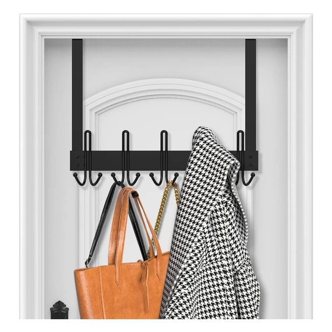 Enonci Over Door Hooks Hanger Heavy Duty Stainless Steel 15 Hooks - Bedroom Hanging Coat Towel Bag Robe Hat - Back of Bathroom
