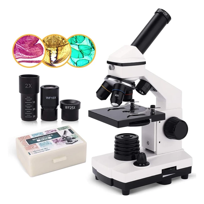 Microscope monoculaire composé 40x2000x pour enfants et adultes - Précision fine, mise au point biologique