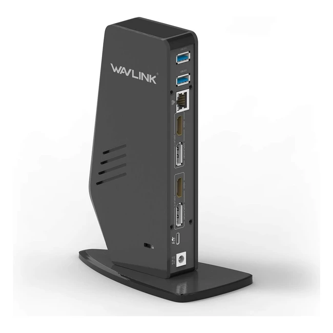 Estación de acoplamiento Wavlink 4K 2Display USB-C/USB 3.0 con 2 HDMI/2 DisplayPorts, Ethernet Gigabit, 100W PD, USB 3.0 Tipo C, Audio/Mic para MacBook y Windows