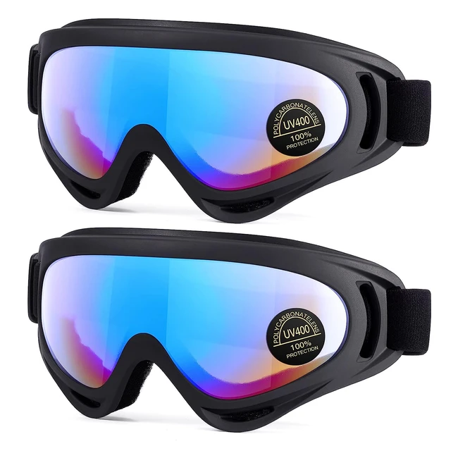 Easyoung Ski Goggles - 2 Pack - Wind Resistance - For Kids, Teens, Men, Women
