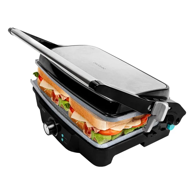 Gril électrique Cecotec Rockngrill 1500 - Revêtement céramique - Mixgrill 1500 W - Plancha et appareil à sandwiches - Plateau ramasse-graisses - Minuterie