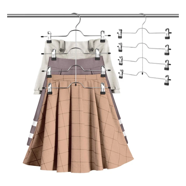 Cintres pour pantalon avec pinces - 2 cintres métal - Gain de place - 8 pinces amovibles - Antiglisses