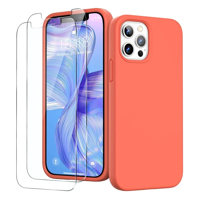 Coque silicone liquide pour iPhone 12/12 Pro 61 pouces + 2 verre trempé - Protection antichoc