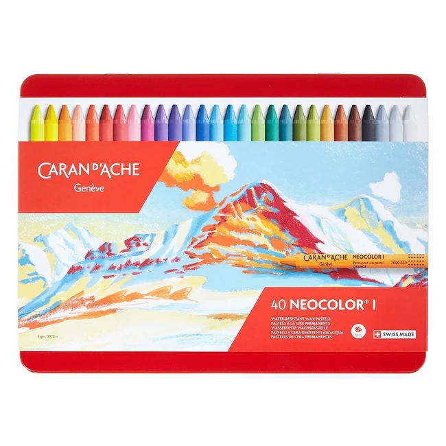 Caran d'Ache Neocolor I - Juego de Ceras de Color (40 unidades) - Caja Metálica
