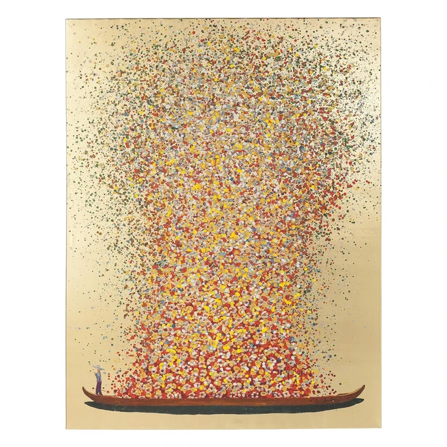 Cuadro Kare 65736 Retocado al Leo Flower Boat Oro - 100 x 35 x 80 cm