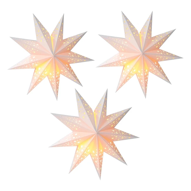 Minkissy White Paper Star Lantern 35cm - Foldable Lamp Shade for Xmas Wedding - 