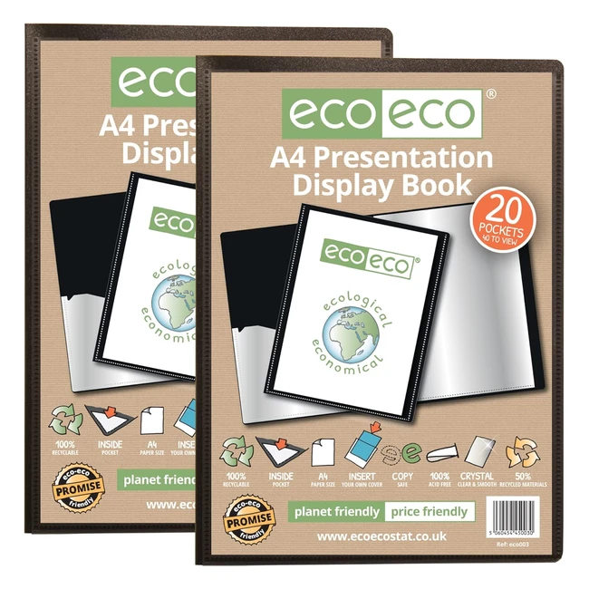 Raccoglitore EcoEco Eco003x2 A4 Nero - 50 Riciclato - 20 Tasche