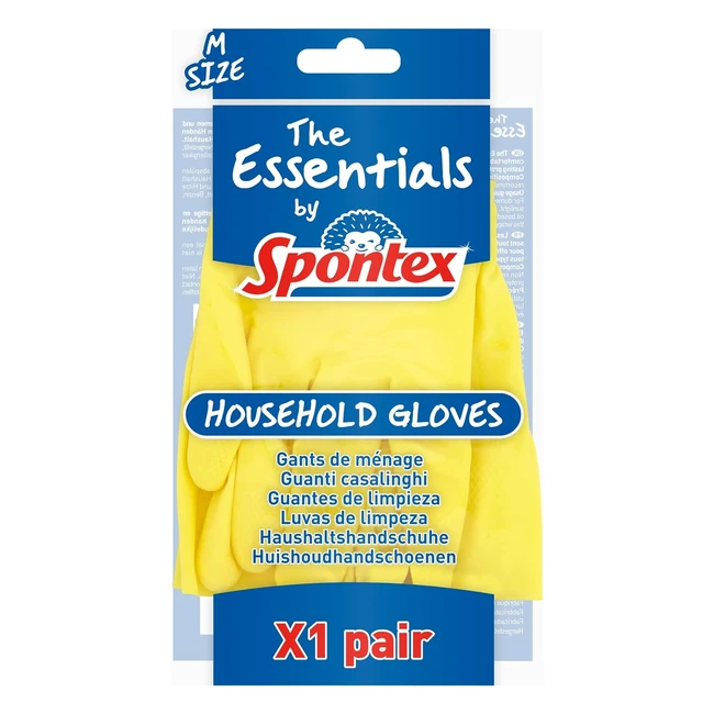 Spontex Essentials Household Gloves - Medium (12 Pairs) - Comfortable & Flexible