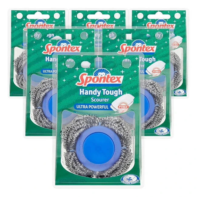 Spontex Handy Tough Scourer Pack of 6 - Removes Burnt On Food and Grease