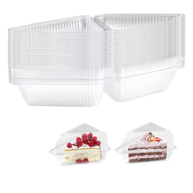 50pcs Cake Slice Boxes - Individual Cake Containers for Home Baking Party - Clea