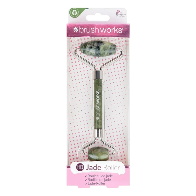 Brushworks HD Jade Roller - Smoothes Skin Reduces Inflammation  Pores