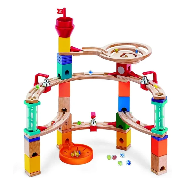 Hape Castle Escape Quadrilla Whirlpool - Gioco di costruzione in legno per piste di biglie