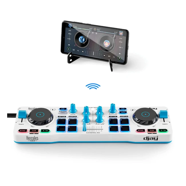 Hercules DJControl Mix Blue Edition - Wireless DJ Controller mit Bluetooth für Smartphones - Exklusiv bei Amazon