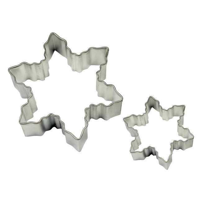 Cortadores de Pasteles y Galletas en Forma de Copos de Nieve - Juego de 2 - Tamaños Grande y Pequeño