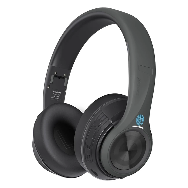 Riwbox TX8 Touch Control Bluetooth Headphones - Matte Finish, Premium Wireless Foldable - Grey