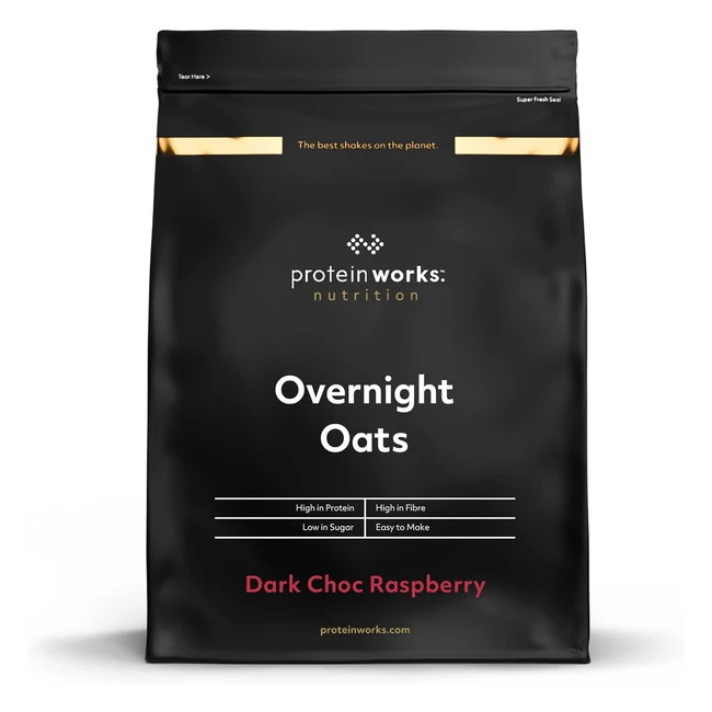 Protein Works Overnight Oats - High Protein Breakfast - Low Sugar Snack - Dark Choc Raspberry - 1kg