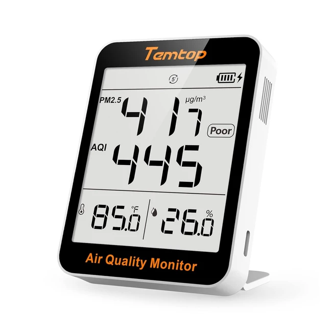 Temtop Air Quality Monitor - PM25 Monitor AQI Meter Temperature Humidity Detec
