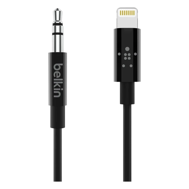 Belkin Audiokabel mit Lightning Connector, 0.9m, 3.5mm, MFi-zertifiziertes Lightning-Aux-Kabel für iPhone 12, 12 Pro, 12 Pro Max, 12 Mini, 11, 11 Pro, 11 Pro Max, XS, XS Max, XR, X, SE - Schwarz