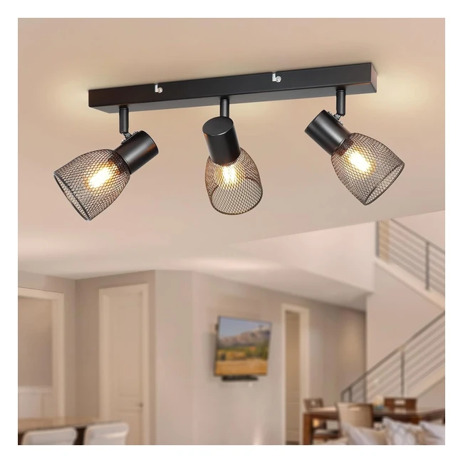 Dehobo Ceiling Lights Spotlights - 3 Way Adjustable Kitchen Spotlight in Matt Bl