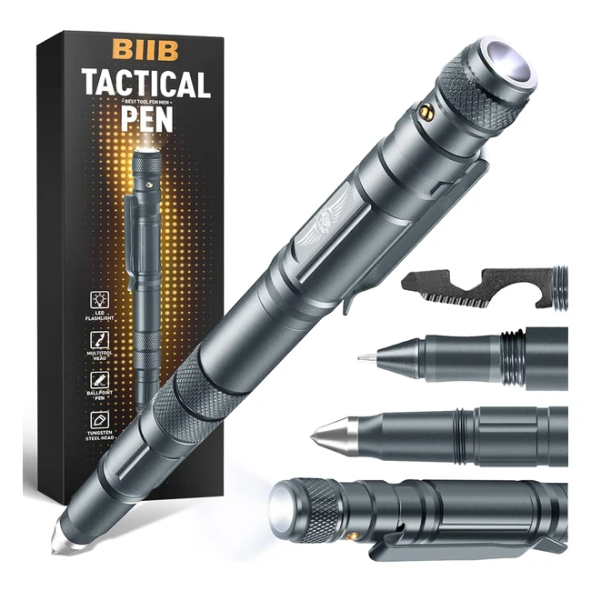 Taktischer Stift mit LED - Geschenk für Männer - Biib Multifunktionsstift