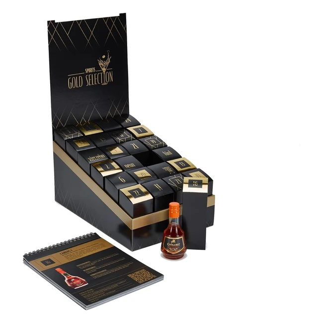 Premium Spirituosen Tasting Box - Whisky, Gin, Rum, Likör - 24 Miniaturflaschen inklusive Booklet