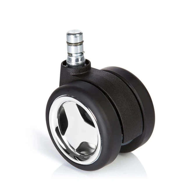HJH Office 619035 Gaming Stuhlrollen 5x 11mm 60mm Nonoise Hartbodenrollen für harte Böden Schwarzchrom