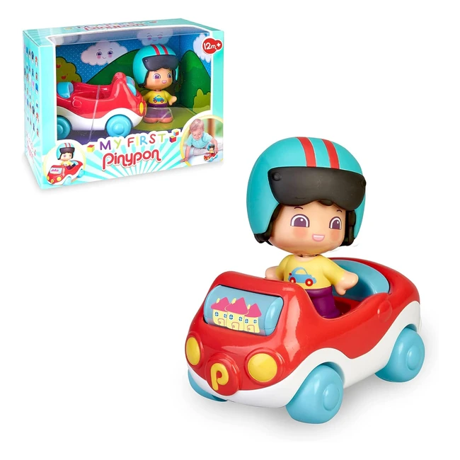 Pinypon Coche Rojo de Juguete - Vehículo Divertido con Figura y Casco - Famosa700016288