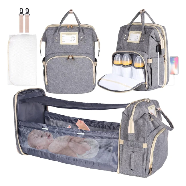 Large Waterproof Baby Changing Bag with Portable Mat - Multifunctional Nappy Bac